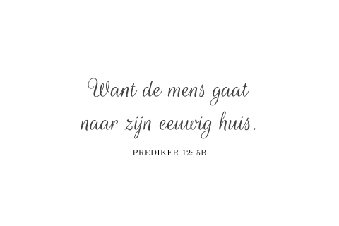 Stijlvolle condoleance kaart met bijbeltekst