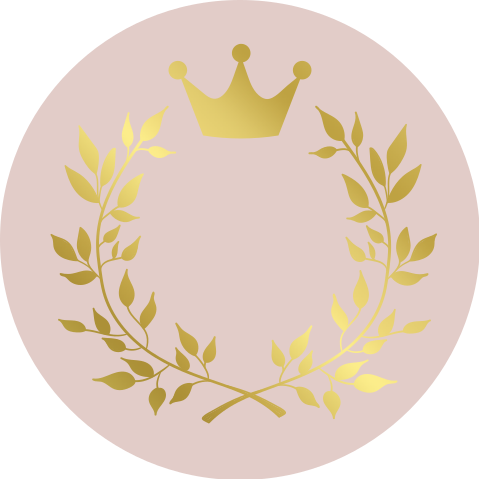 Sluitsticker met goudfolie, kroontje en kransje