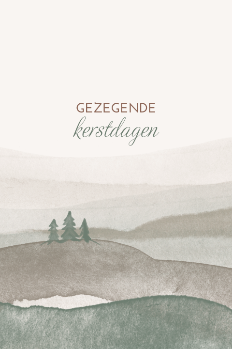 Kerstkaart met tekst gezegende kerstdagen en bergen