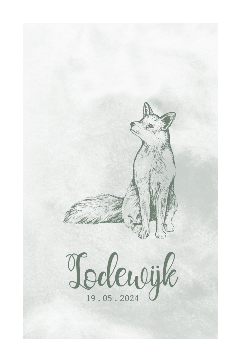 Geboortekaartje jongen met vosje en watercolor