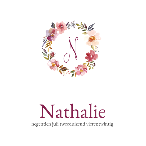 Babykaartje voor meisjes met vrolijke bloemenkrans