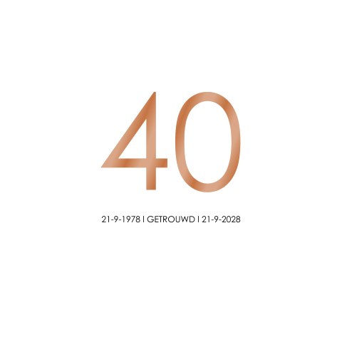 Klassieke kaart voor 40 jaar getrouwd met koperfolie