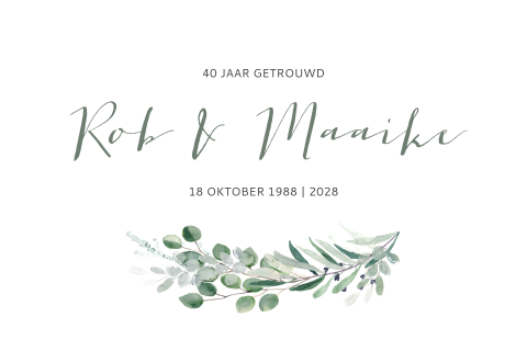 Trend uitnodiging 40 jaar met blaadjes