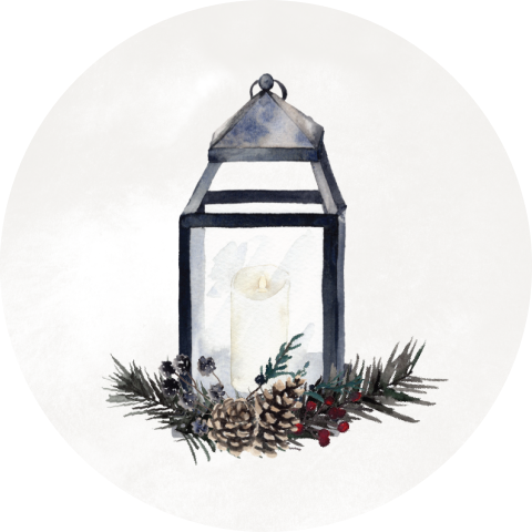 Sluitsticker voor kerst met lantaarn