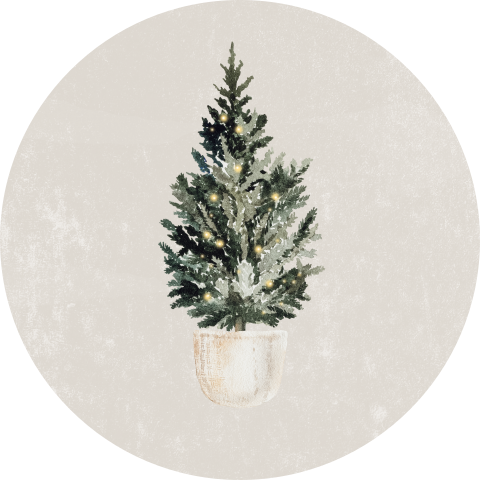 Beige sticker bij kerstkaarten