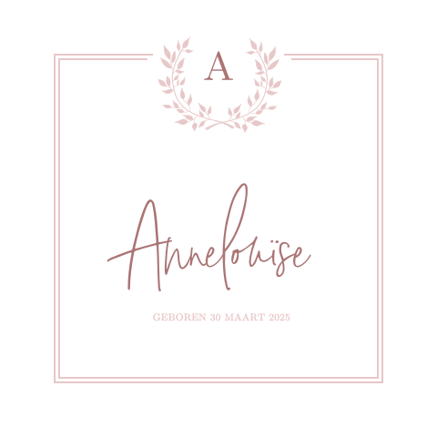Klassiek geboortekaartje meisje met kader en kransje