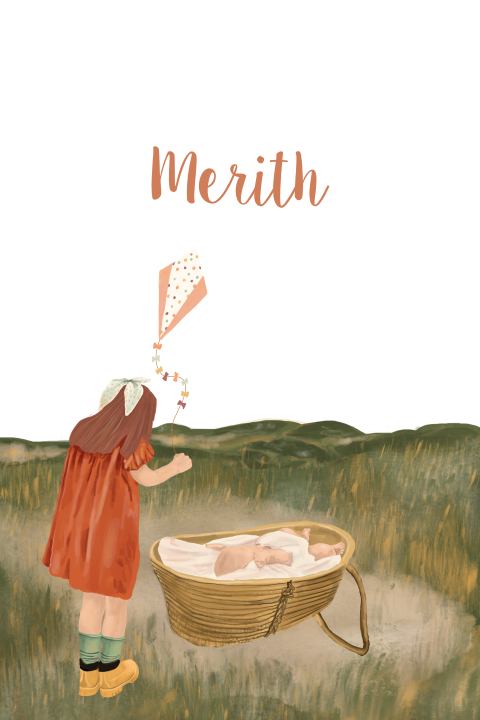 Geboortekaartje meisje en zusje met vlieger