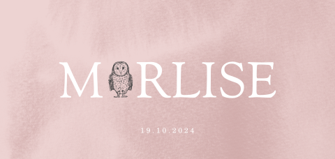 Minimalistisch geboortekaartje voor meisje met uiltje