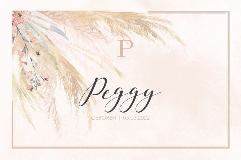 Geboortekaartje dochter met droogbloemen