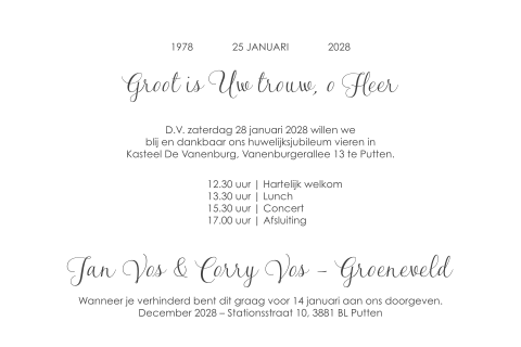 Klassieke kaart huwelijksjubileum van 50 jaar