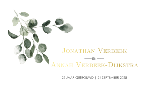 25 jaar getrouwd kaart met blaadjes