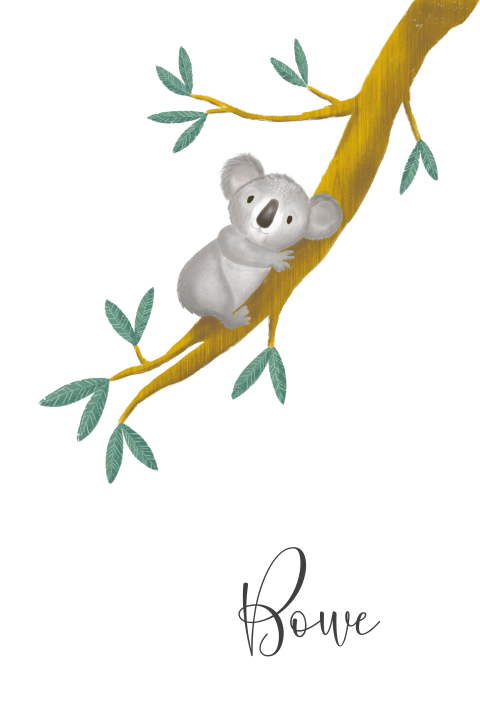 lief geboortekaartje voor een jongen met koalabeer