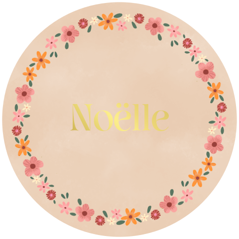Ronde geboortekaart met bloemen