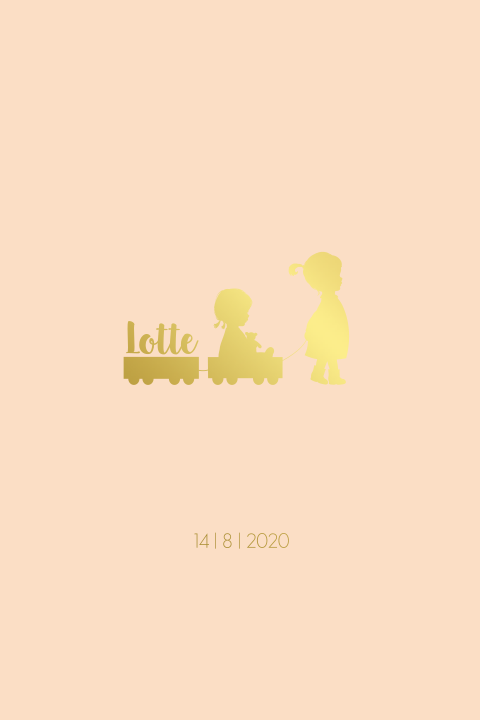 silhouet geboortekaartje voor een meisje met zusjes in folie