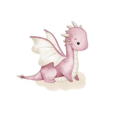 Sluitzegel met roze draakje en wolk