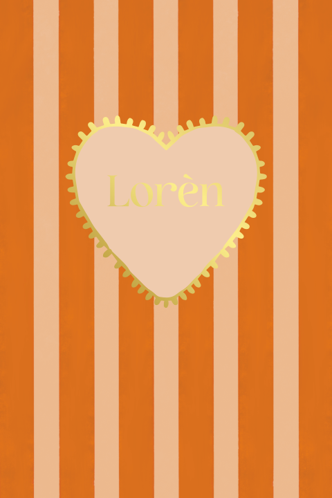 Hip geboortekaartje voor een dochter met strepen, hart en folie