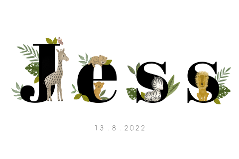 Geboortekaartje jongen naam met jungledieren