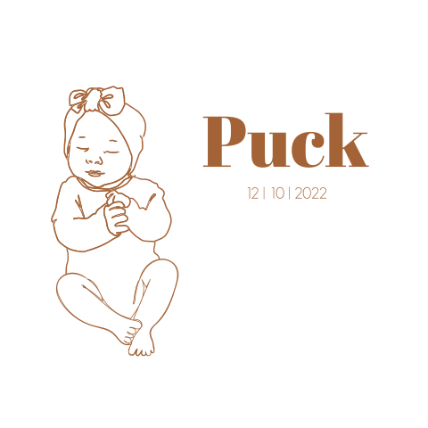 Geboortekaartje meisje lijntekening baby en stoer lettertype