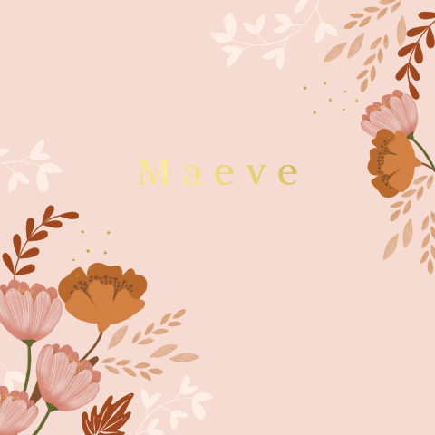 Geboortekaartje dochter met bloemen en goudfolie