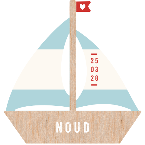 Geboortekaartje in de vorm van een zeilboot