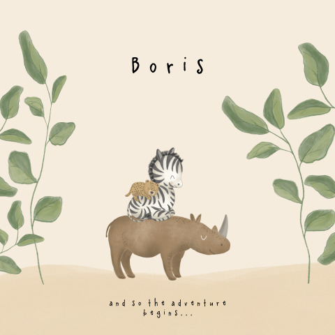 Geboortetegel nijlpaard en zebra