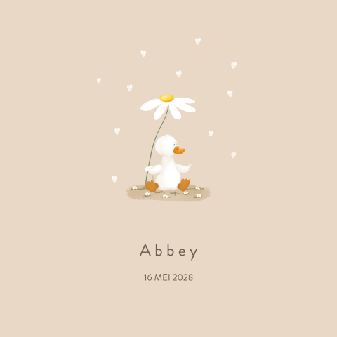 Geboortetegel met eendje en bloem