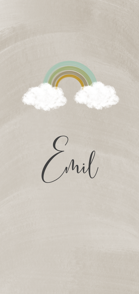 hip geboortekaartje met regenboog voor een jongen