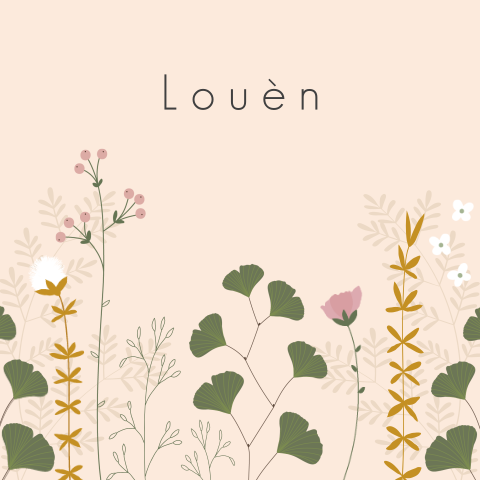 geboortekaartje voor een meisje met hippe veldbloemen