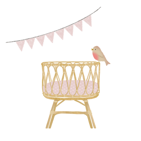 Sluitzegel met wiegje en vogeltje