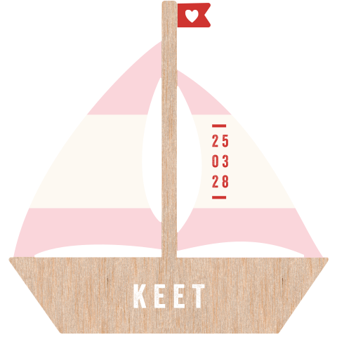 Geboortekaart meisje in de vorm van een zeilboot