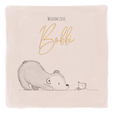 Geboortetegel met beer en mol