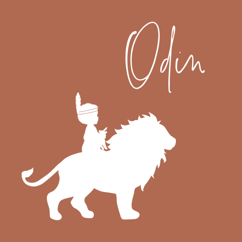 geboortekaartje jongen met silhouet van indiaantje op leeuw