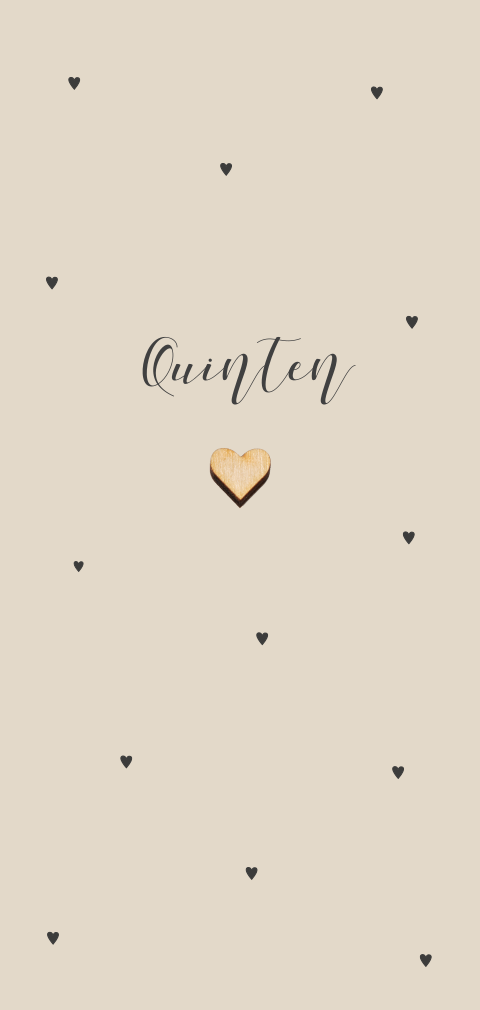 Rustig geboortekaartje jongen met houten hartje