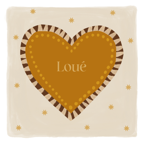 Geboortetegeltje met hart en sterren