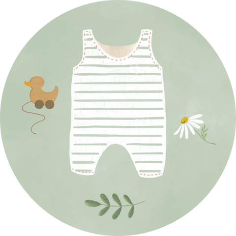 Sluitzegel met wit gestreept babypakje