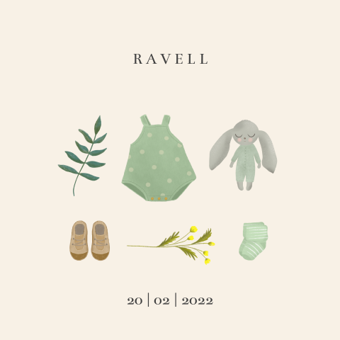 klassiek geboortekaartje jongen met babypakje en schoentjes