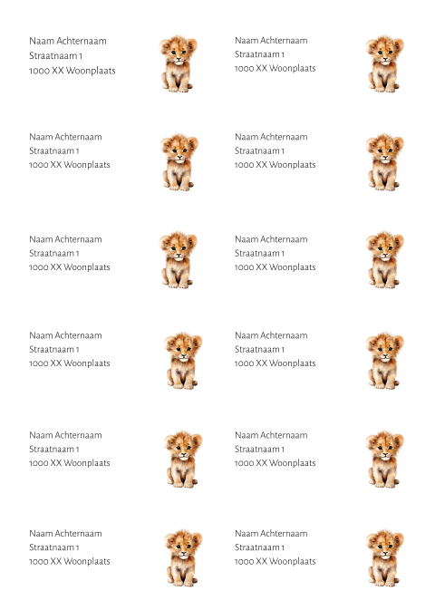 Adressticker met welpje en witte achtergrond