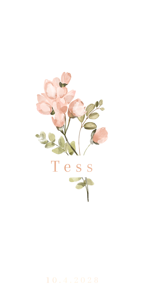Boogkaart voor een meisje met aquarel veldbloemen en folie