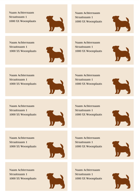Adresetiket met een puppy