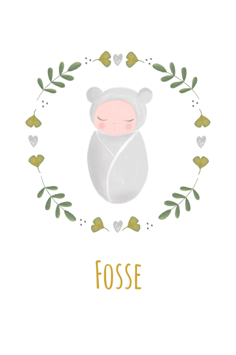 lieve geboortekaart zoon met illustratie van baby ingebakerd