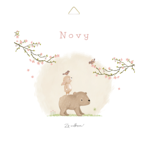 Geboortetegel met beer en konijn