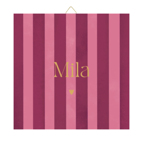 Geboortetegel met hip streepmotief