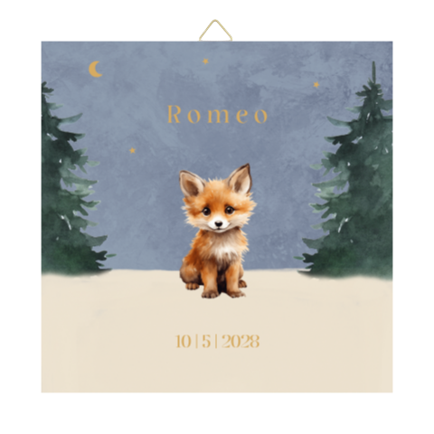 Geboortetegel met lief vosje