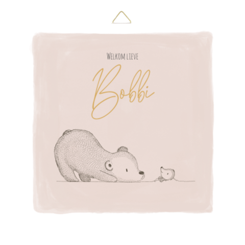 Geboortetegel met beer en mol