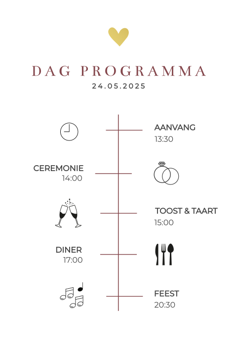 Dagprogramma met goudfolie