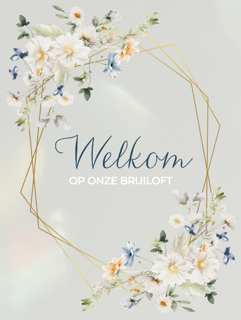 Welkomstbord transparant met bloemen frame | Blooming Clarity