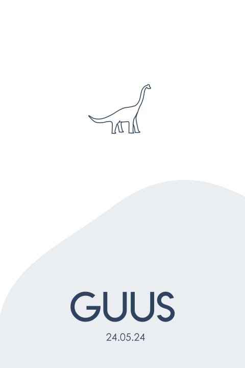 Grafisch geboortekaartje jongen met dino