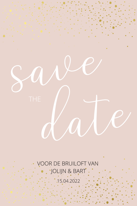 Save the date oudroze met spetters
