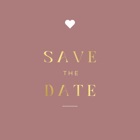 Oudroze, moderne save the date kaart met hartje