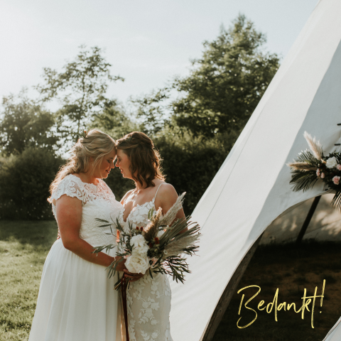 Vierkant foto bedankkaartje met goudfolie